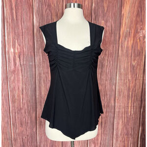 American City Wear Womens Y2K Black Babydoll Top Whimsygoth Stretch Size Large